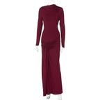 Women Clothing Summer Waist Controlled Lace up Sheath Dress Solid Color Slim Fit Long Sleeves Dress Bella Mia