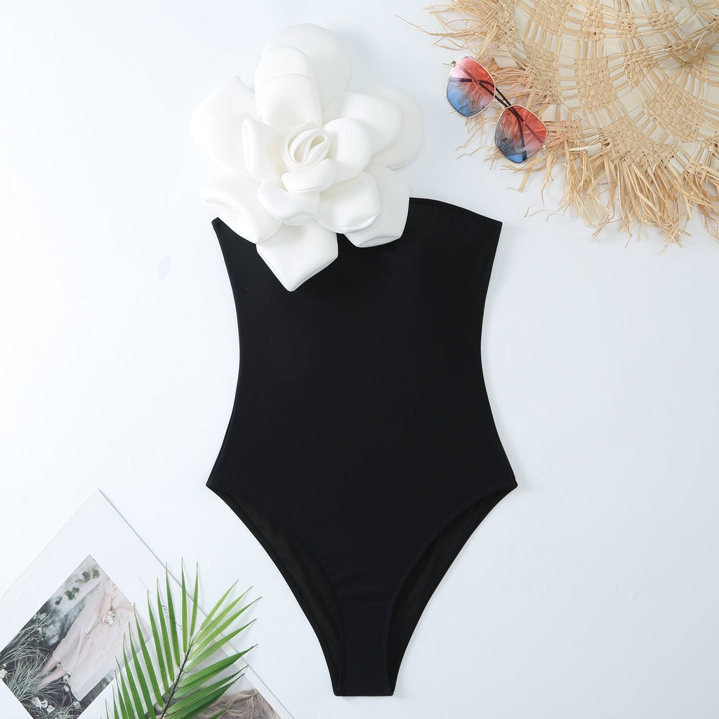 One Piece Swimsuit Women Skinny Slimming Big Floral Spring Swimsuit Suit Chiffon Dress Bella Mia