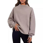 Women Autumn Winter Casual Fleece Shirt Women Thick Half Turtleneck Loose Sweatshirts Bella Mia