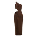 Women Clothing Summer Personalized Shoulder Hollow Out Cutout Sexy High Slit Elegant Slim Fit Dress Women Bella Mia