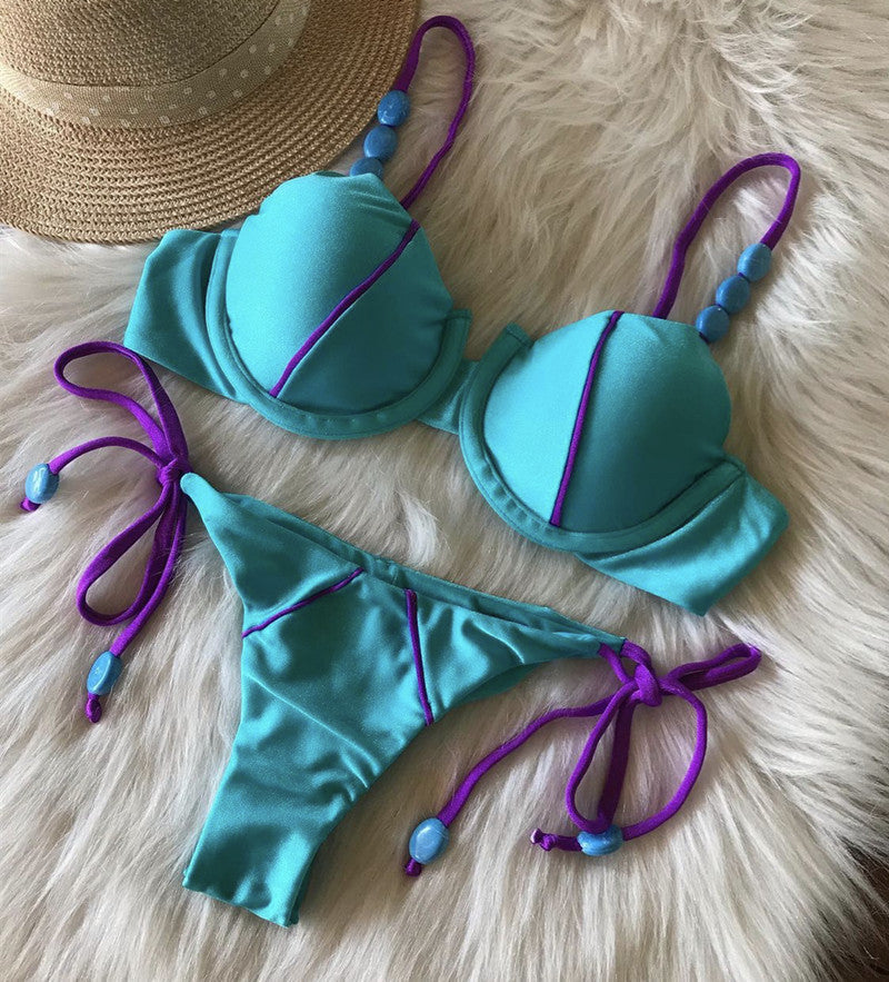 Sexy Sunken Stripe Split Bikini Women Swimsuit Bella Mia