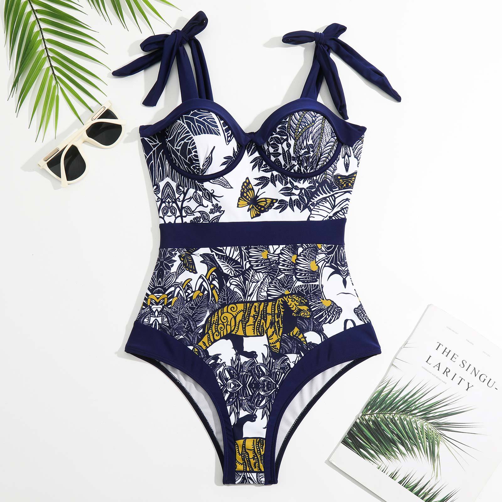 One Piece Swimsuit Women Tight Conservatively Thin Retro Hard Bag Swimsuit Chiffon Dress Bella Mia