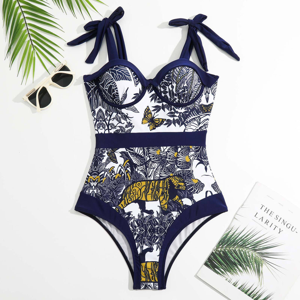 One Piece Swimsuit Women Tight Conservatively Thin Retro Hard Bag Swimsuit Chiffon Dress Bella Mia