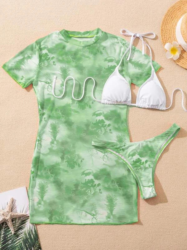 Bikini Outer Single Swimsuit Bikini Women Split Sleeved Blouse Swimsuit Three Piece Yongzh Bella Mia