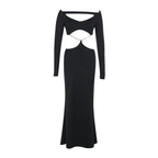 Fall Type Hip Elegant Slim Fit Hollow Out Cutout Sexy Long Sleeve Dress Women Bella Mia