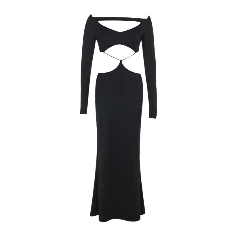 Fall Type Hip Elegant Slim Fit Hollow Out Cutout Sexy Long Sleeve Dress Women Bella Mia