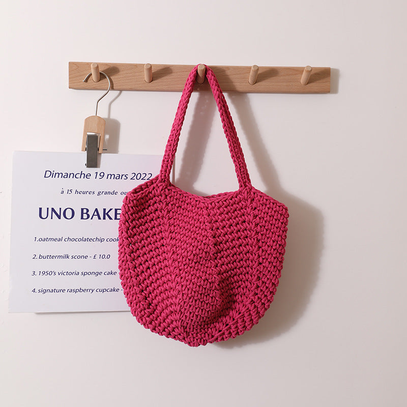 South Korea Vintage Shoulder Cotton Thread Woven Bag Crochet Handbag Straw Bag Vacation Beach Bag Bella Mia