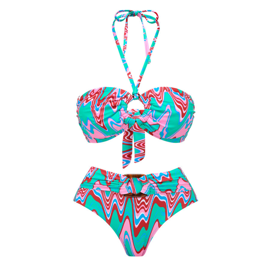 Push up Bikini Sexy High Waist Bikini Split Three Piece Swimsuit Women Chiffon Bella Mia