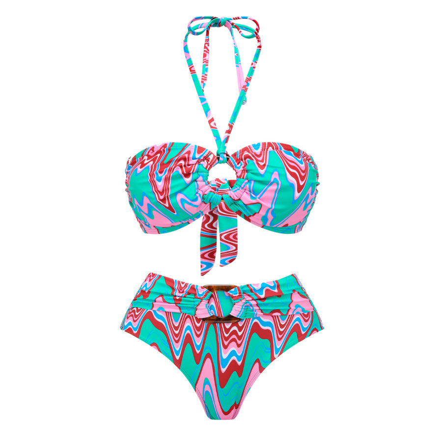 Push up Bikini Sexy High Waist Bikini Split Three Piece Swimsuit Women Chiffon Bella Mia