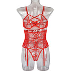 Valentine Day Sexy Lingerie Three Piece Embroidery Stitching Hand Worn Underwear Bella Mia