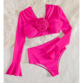 Solid Color High Waist Long Sleeve Two Piece Swimsuit Women Sexy Swimsuit Swimsuit Bella Mia