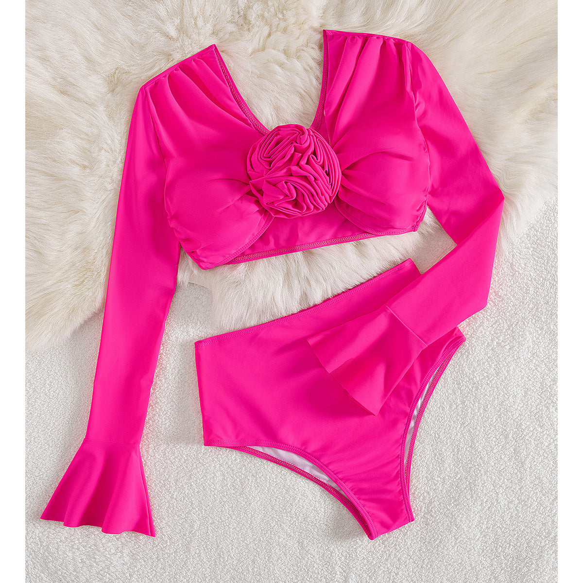 Solid Color High Waist Long Sleeve Two Piece Swimsuit Women Sexy Swimsuit Swimsuit Bella Mia