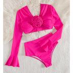 Solid Color High Waist Long Sleeve Two Piece Swimsuit Women Sexy Swimsuit Swimsuit Bella Mia