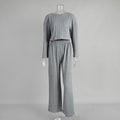 Gray Long Sleeve Trousers Pajamas Set Winter Wheat Jacquard Home Wear for Women Bella Mia