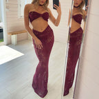 Three Point Banded Bikini Half Length Mesh Long Skirt Three Piece Sexy Backless Split Swimsuit for Women Bella Mia