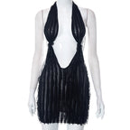 Women Clothing Summer Wave Pattern Sexy Bandeau Lace Up Short Dress Bella Mia