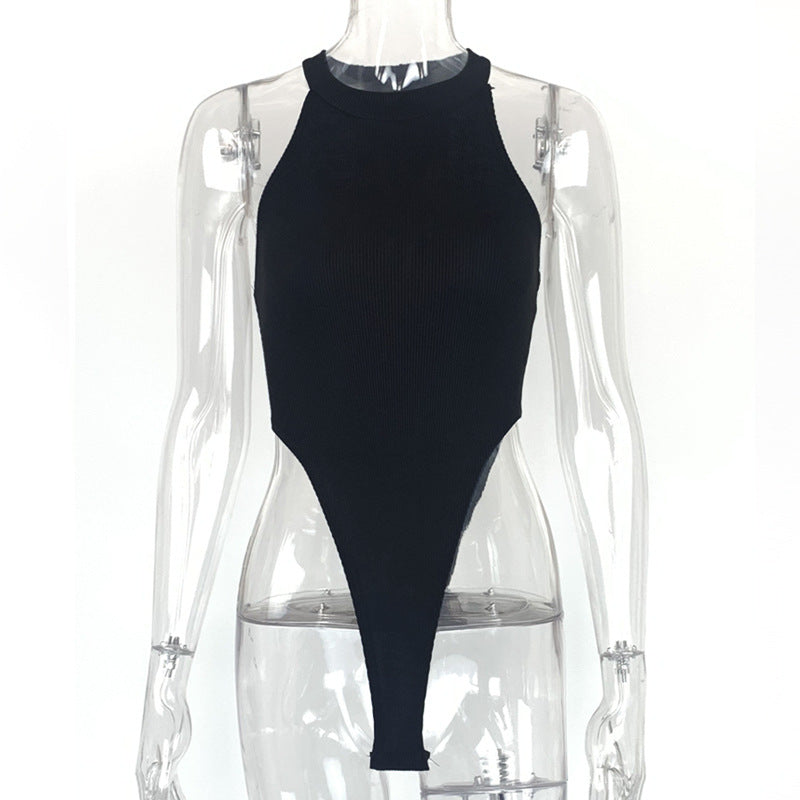 Summer Women Clothing Slim Vest Top Sexy Halter Sleeveless High Slit Bodysuit Bella Mia