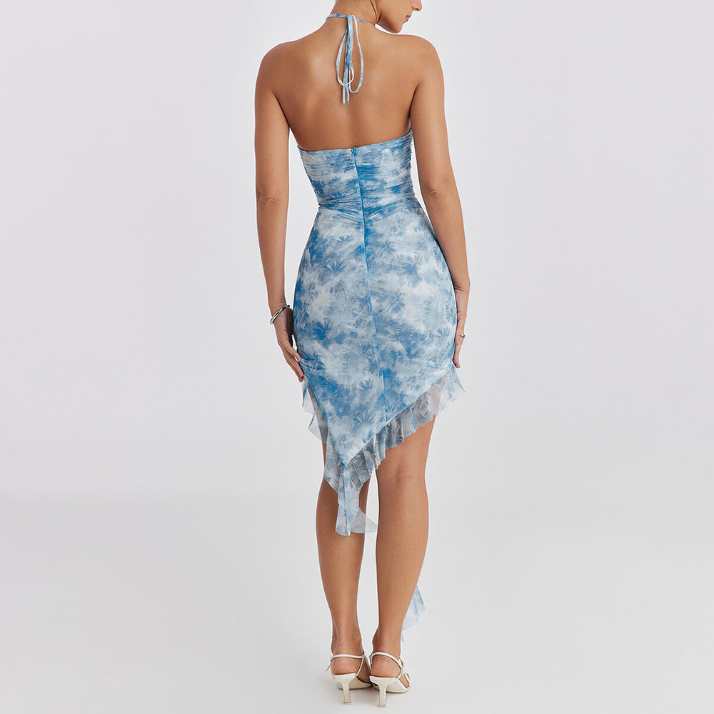 Arrival Women Clothing Halter Backless Print Dress Sexy Slim Fit Dress Bella Mia