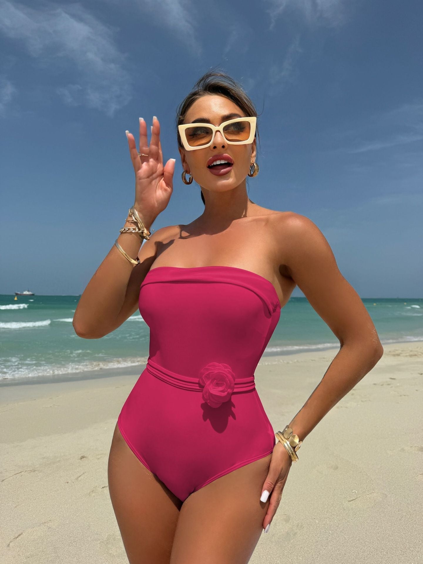One Piece Multi Wear Drawstring Strap Small Floral Swimwear Swimsuit Bikini Bella Mia