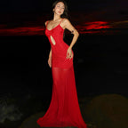 Summer Sexy Cutout Sling Maxi Dress Solid Color Mesh Dress Women Bella Mia