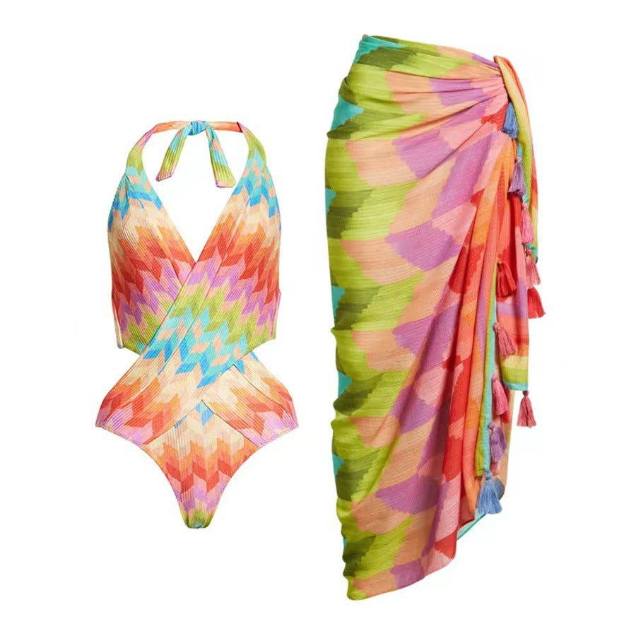 Sexy Bikini Belly Covering Beach Bikini Yarn Skirt Set Swimsuit Bella Mia