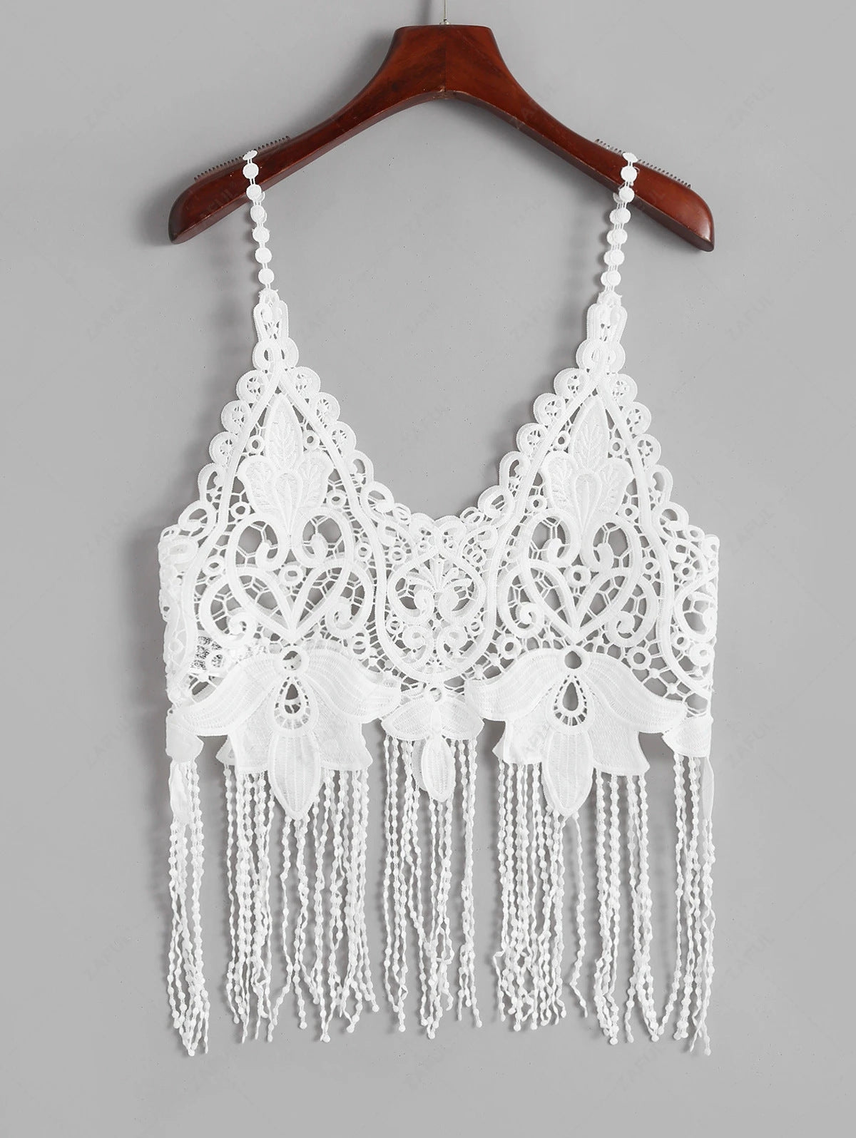 Multi Color Bohemian Woven Crocheted Tassel Vest V neck Lace Vest Outerwear Bra Top Hollow Out Cutout Crocheted Outer Wear Bella Mia