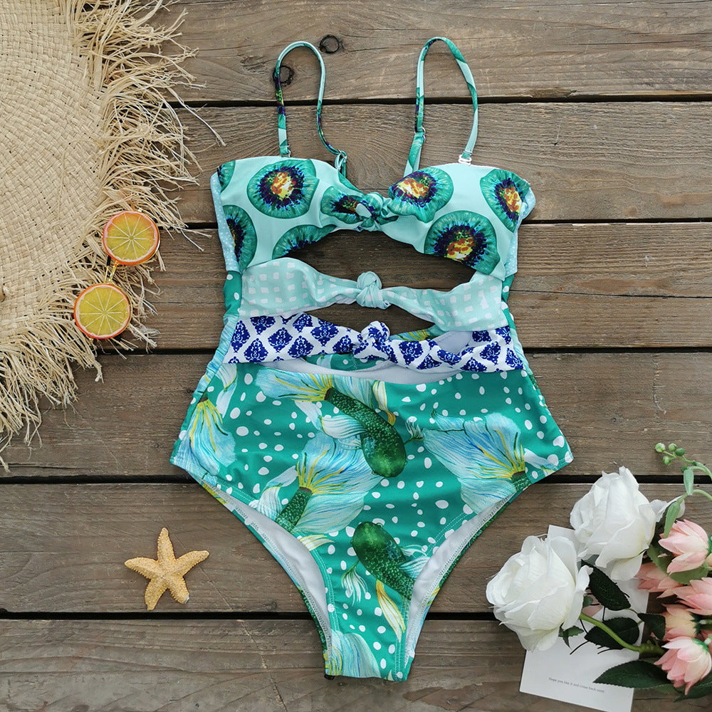 One Piece Swimsuit Women Two Piece Tube Top Hollow Out Cutout out Swimsuit Bella Mia