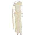 Women Clothing Oblique Shoulder Irregular Asymmetric Maxi Dress Pleated Slim Summer Dress for Women