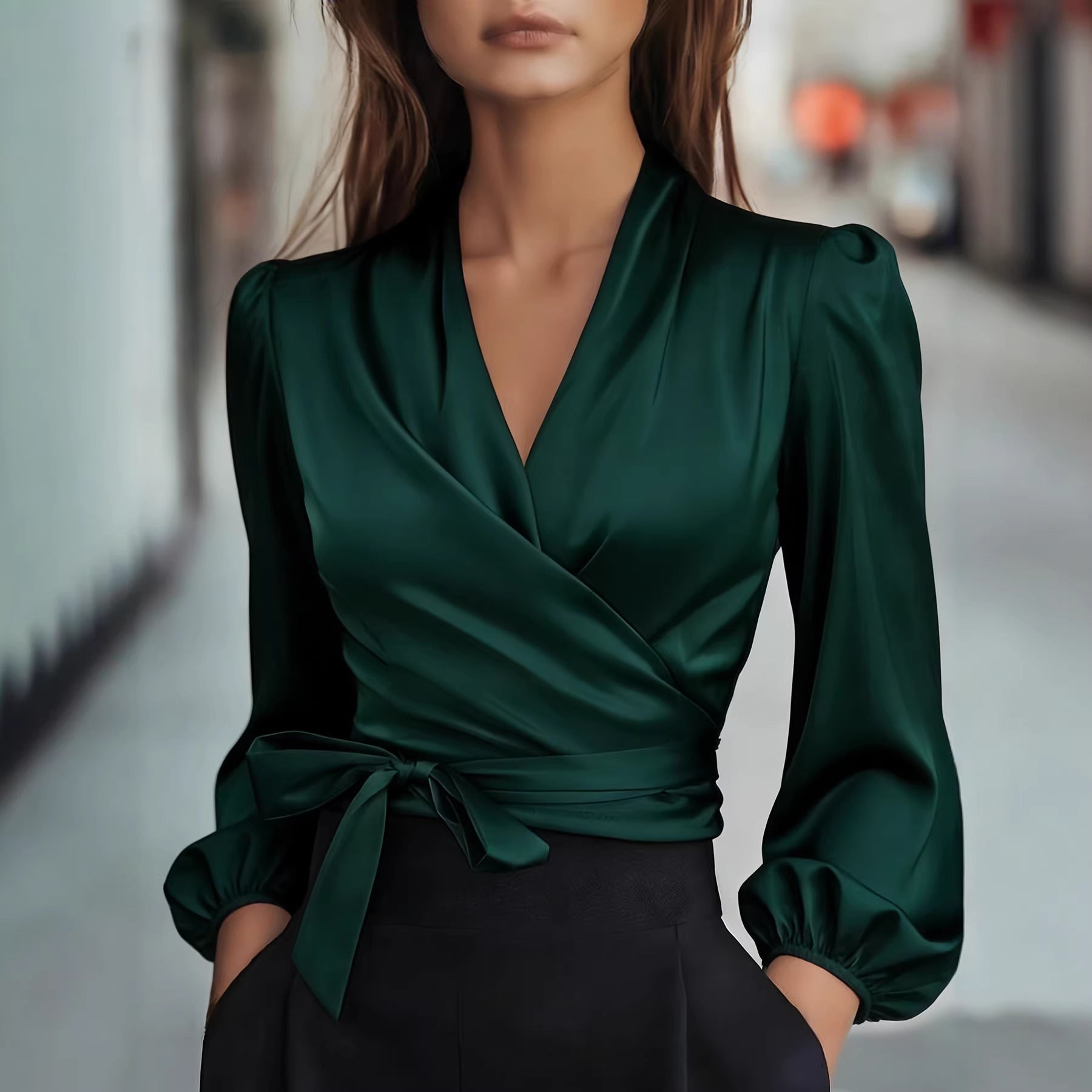 Women Clothing Spring Summer Elegant Satin Blouse for Commuting Shirt Bella Mia