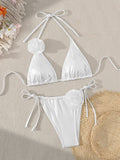 Bronzed Fabric Split Bikini Three Dimensional Floral Sexy Hanging Triangle Bag Swimsuit Bella Mia