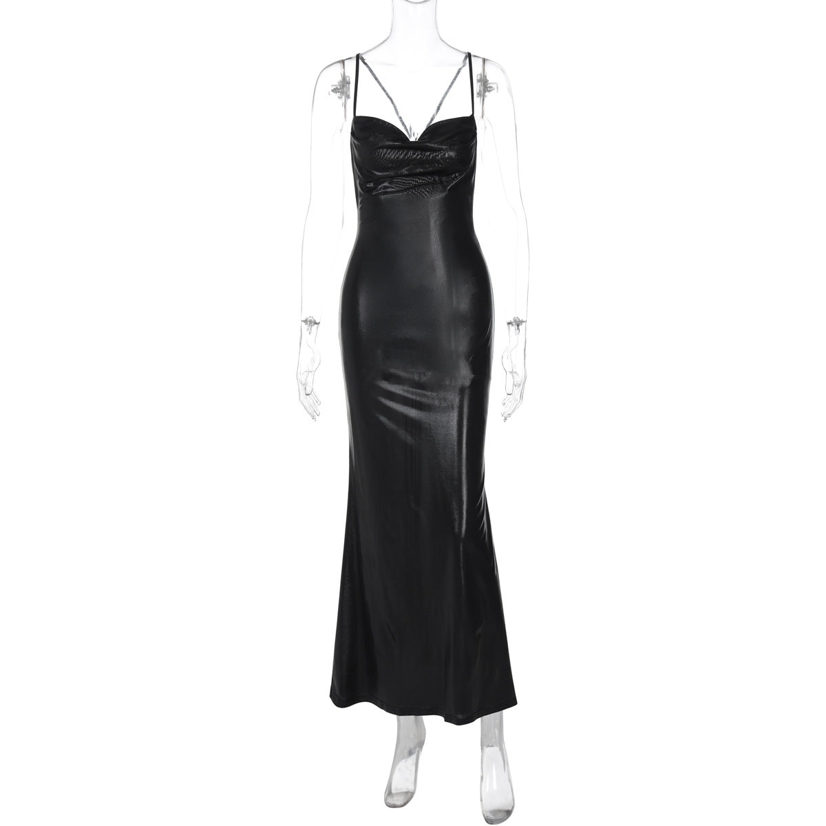 Women Clothing Winter Sexy Backless Pleated Suspender Bright Color Dress Women Bella Mia