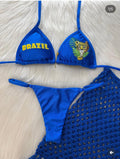 Animal Embroidery Bikini Solid Color Sexy Split Swimsuit Women