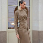 Autumn French Dress Maxi Dress Women Textured Waist Slimming Evening Dress Bella Mia