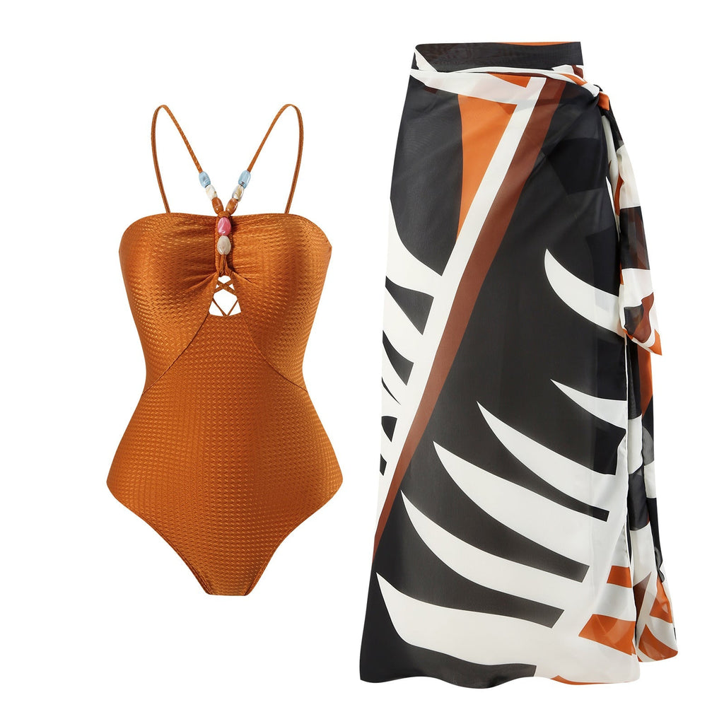 Arrival Solid Color One Piece Women Swimwear Suit French Retro Covering Belly Thin Swimming Bella Mia