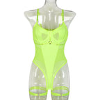 Sexy Jumpsuit Summer Girl Mesh Ornament Stitching Strap Showing Leg Ring Underwear Bella Mia