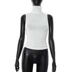 Women Clothing Summer Elegant Sleeveless Solid Color Turtleneck Backless Top Bella Mia