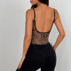 Lace Leopard Print Curve Sexy Backless Temptation Slightly Transparent Jumpsuit Bella Mia
