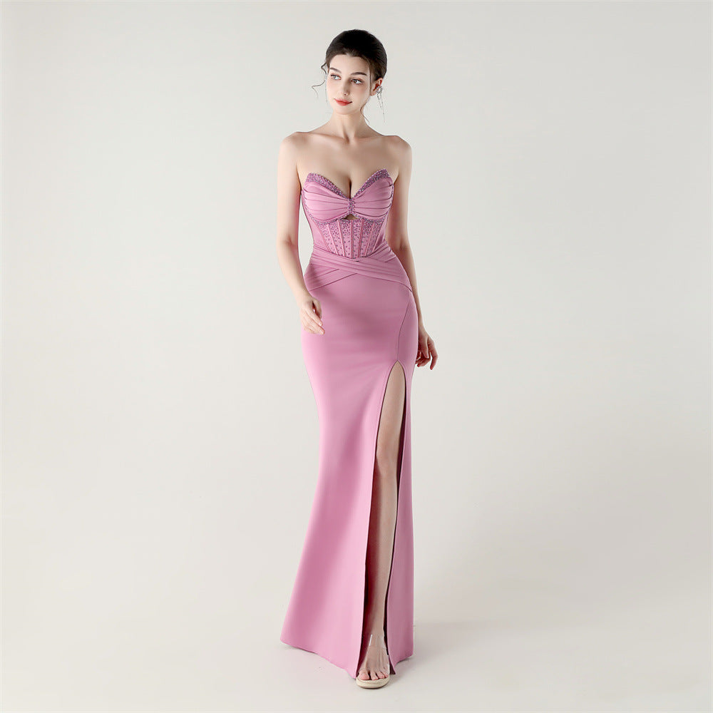 Boning Corset Lace up Waist Controlled Wrapped Chest Pleated Hollow Out Cutout out Cocktail Wedding Red Carpet Evening Dress Bella Mia