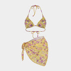 Printed Bikini Three Piece Gauze Skirt Split Sexy Vacation Bikini Swimsuit Bella Mia