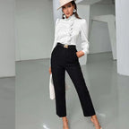 Women Shirt Autumn High Grade Acetate Fabric Shirt Half Sleeve Ruffled Straight Women Top Bella Mia