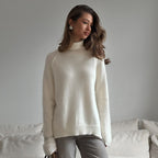 Autumn Winter White Knitwear Loose Casual Knitted Sweater for Women Bella Mia