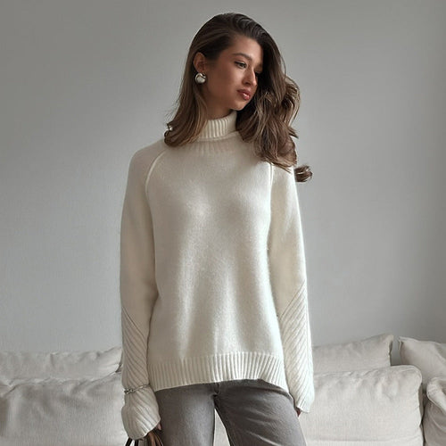 Autumn Winter White Knitwear Loose Casual Knitted Sweater for Women Bella Mia