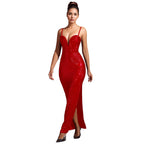 Women Wear Drilling Slim Fit Sexy Bag Arm Split Dress Bella Mia