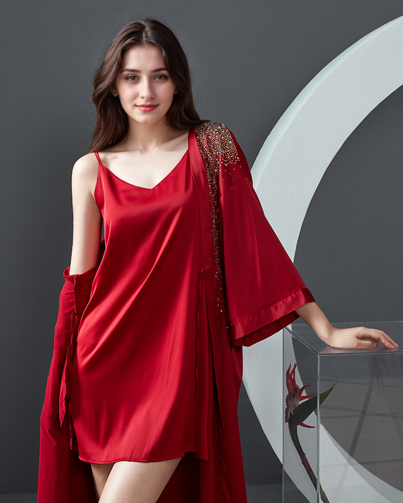 Luxurious Rhinestone Satin Custom Bridal and Bridesmaid Robe – Sparkling Elegance for Weddings SelenaHuanStudio