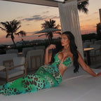 Women Printed Wear Hollow Out Cutout Slim Hip Lace up Backless Casual Elegant Maxi Dress Bella Mia