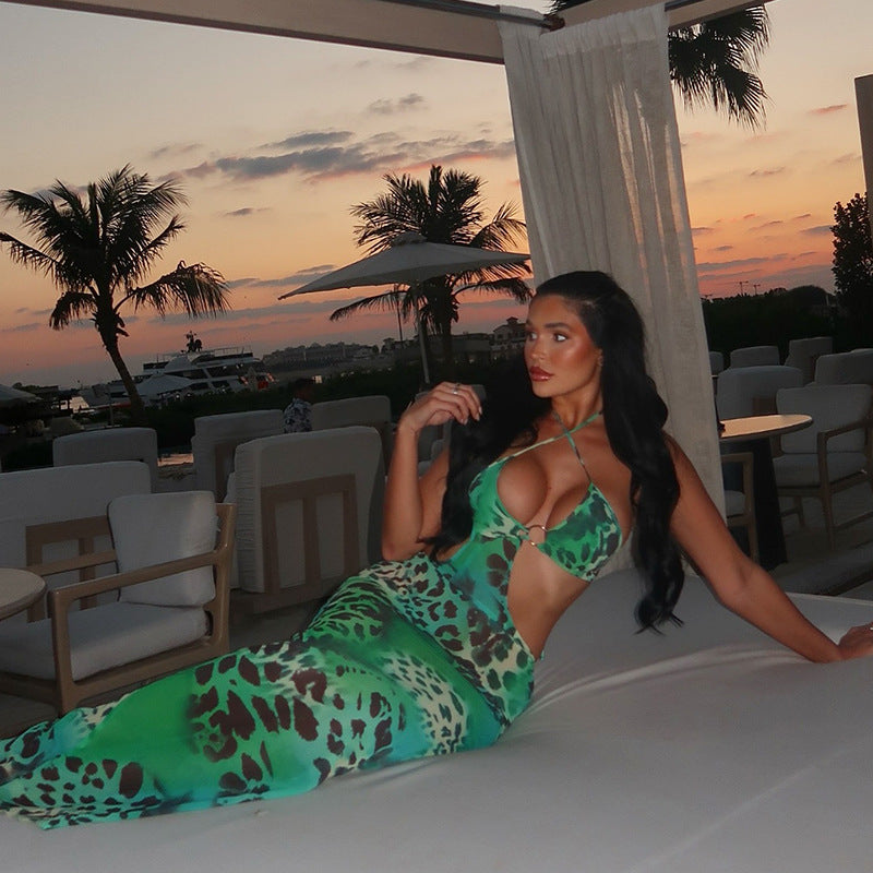 Women Printed Wear Hollow Out Cutout Slim Hip Lace up Backless Casual Elegant Maxi Dress Bella Mia