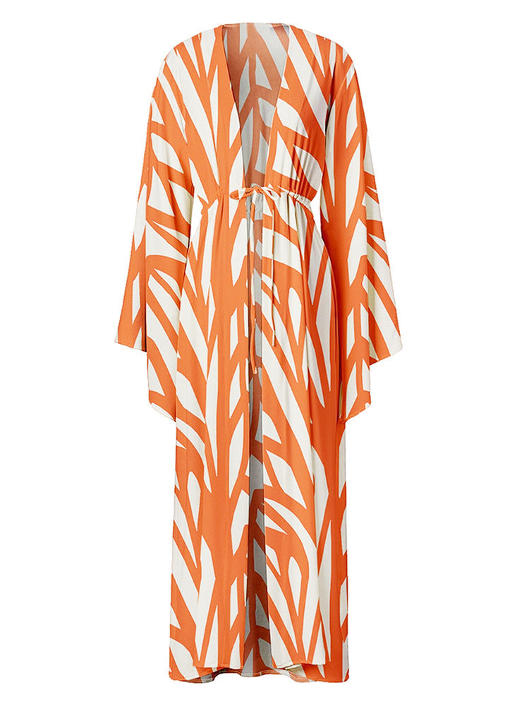 Three Piece Set Split Swimsuit Striped Printed Blouse Sun Protection Swimsuit Bella Mia