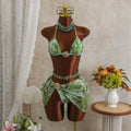 Sexy Tie Dyed Mesh Three Piece Swimsuit Holiday Halter Banded Bikini Bella Mia