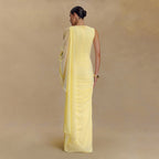 Fashionable Pleated Mesh Shawl Dress Sexy Sheath round Neck Slim Dress Bella Mia