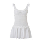 Women Clothing Spring Sexy Elegant Wooden Ear Pleated Strap Pleated Dress Short for Women Bella Mia